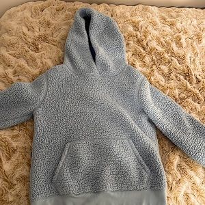 Fuzzy blue lands end sweat shirt size 10-12